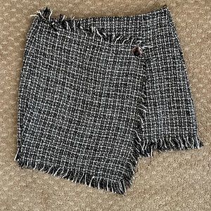 Tweed asymmetric mini skirt